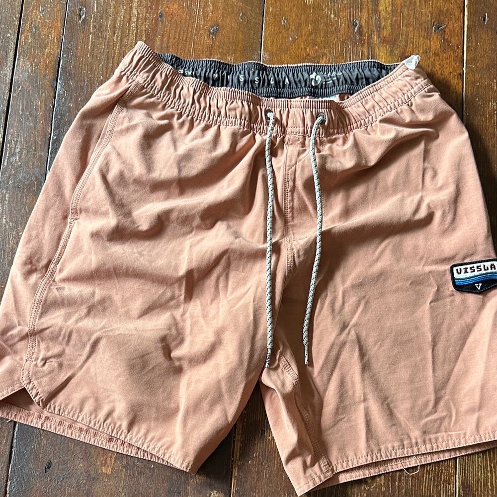 VISSLA Salmon Peach Swim Shorts with Drawstring